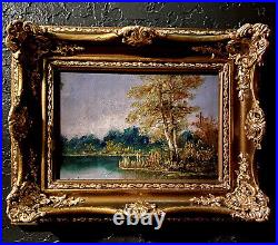 Vintage Signed Original Oil on Board Post-Impressionist Landscape Painting