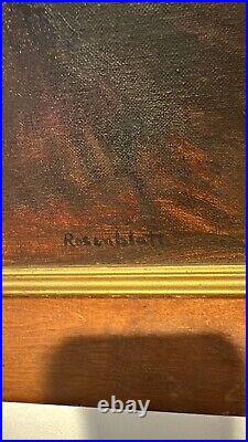 Vintage Signed'Rosenblat' Oil Painting Children Walking into Forest Path