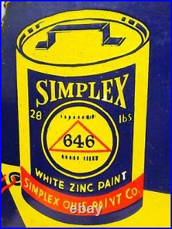 Vintage Simplex Oil & Paint Advertisement Sign Porcelain Enamel Collectibles #1