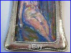 Vintage Small Gem Painting Nude Abstract Woman Modernism W 925 Sterling Frame