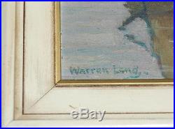 Vintage Small Work Oil on Board of Two Sailing Vessels Signed Warren Long