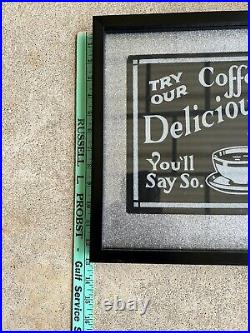 Vintage Smaltz Paint Sign Cardboard Try Our Coffee
