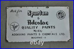 Vintage Spartan Adcolac Paints Ad Porcelain Enamel Signboard