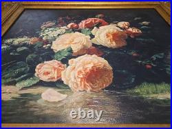 Vintage Still Life Bouquet of Flowers Oil Painting Signed Ornate Gold Frame
