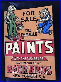 Vintage Style Baer Bros Paints Flange Sign 2 Sided 13 3/4 X 9 1/4 Inch Porcelain