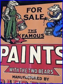 Vintage Style Baer Bros Paints Flange Sign 2 Sided 13 3/4 X 9 1/4 Inch Porcelain