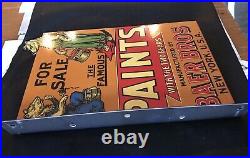 Vintage Style Baer Bros Paints Flange Sign 2 Sided 13 3/4 X 9 1/4 Inch Porcelain