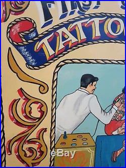 Vintage Style Hand Painted Sign Written Tattoo Fairground Funfair Circus
