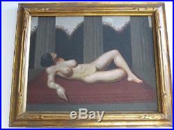 Vintage Surreal Art Deco Nude Female Woman Model Signed Mystery Artist Monogram