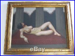 Vintage Surreal Art Deco Nude Female Woman Model Signed Mystery Artist Monogram