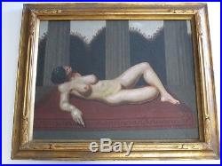 Vintage Surreal Art Deco Nude Female Woman Model Signed Mystery Artist Monogram