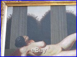 Vintage Surreal Art Deco Nude Female Woman Model Signed Mystery Artist Monogram