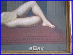 Vintage Surreal Art Deco Nude Female Woman Model Signed Mystery Artist Monogram