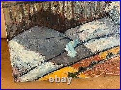 Vintage Surreal Monster Levitating in Air Oil Canvas Painting, Signed linsy