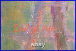 Vintage Surrealist Landscape Oil Painting Mountain Waterfall Signed
