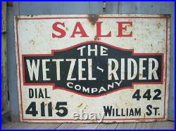 Vintage THE WETZEL-RIDER CO Pennsylvania Real Estate Realtor Painted Metal Sign