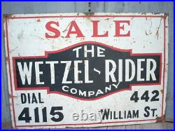 Vintage THE WETZEL-RIDER CO Pennsylvania Real Estate Realtor Painted Metal Sign