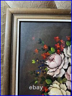 Vintage Tabletop Still Life Scene Oil Painting Signed And Framed