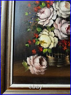 Vintage Tabletop Still Life Scene Oil Painting Signed And Framed
