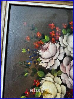 Vintage Tabletop Still Life Scene Oil Painting Signed And Framed