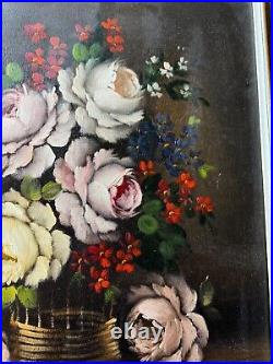 Vintage Tabletop Still Life Scene Oil Painting Signed And Framed