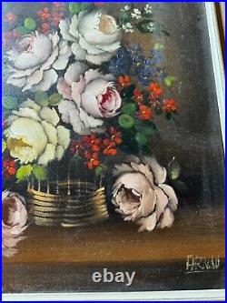 Vintage Tabletop Still Life Scene Oil Painting Signed And Framed