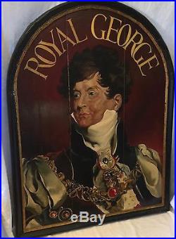 Vintage Tavern Pub Trade Sign Royal George Oil Painting on Wood