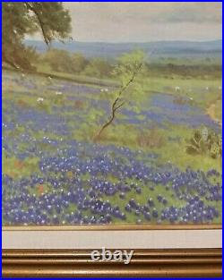 Vintage Texas Bluebonnet Oil Canvas Painting Signed PORFIRIO SALINAS Rare