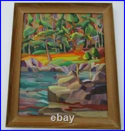 Vintage Thompson Landscape Painting Modernism Abstract Fauve Colorful Bold Lake