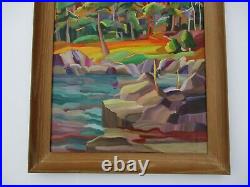 Vintage Thompson Landscape Painting Modernism Abstract Fauve Colorful Bold Lake