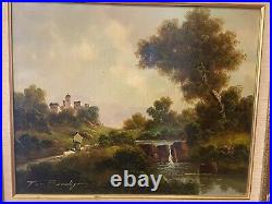 Vintage Toni Bordignon Italian Landscape O/C Painting & Frame, Signed