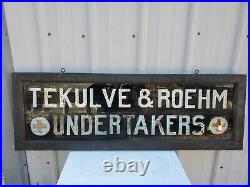 Vintage UNDERTAKER Reverse Painted Glass Sign / TEKULVE & ROEHM