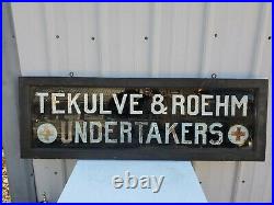 Vintage UNDERTAKER Reverse Painted Glass Sign / TEKULVE & ROEHM