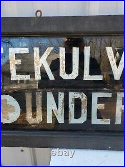 Vintage UNDERTAKER Reverse Painted Glass Sign / TEKULVE & ROEHM