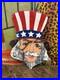 Vintage Uncle Sam Painted Metal Carnival Sign Circus Patriotic United States War