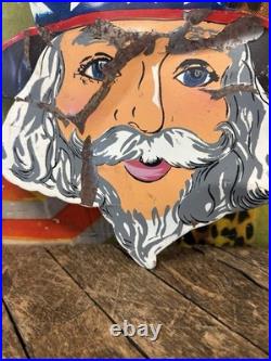 Vintage Uncle Sam Painted Metal Carnival Sign Circus Patriotic United States War Vintage Uncle Sam Painted Metal Carnival Sign Circus Patriotic United States War