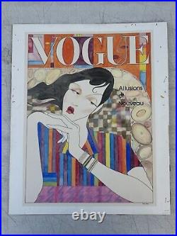 Vintage VOGUE Lithograph Artwork Painting Cover Art Deco Signed 17 X 14 Rare