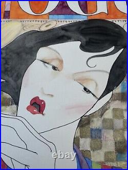 Vintage VOGUE Lithograph Artwork Painting Cover Art Deco Signed 17 X 14 Rare