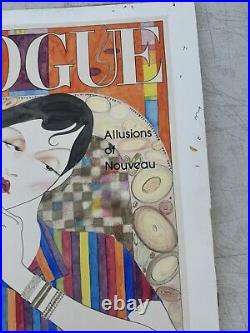 Vintage VOGUE Lithograph Artwork Painting Cover Art Deco Signed 17 X 14 Rare