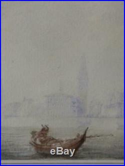 Vintage Venetian Canal Coastal Landscape Painting Signed Italian Italy Venice A