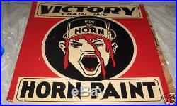 Vintage Victory Chain Horn Paint Advertising Sign Tin Metal 24x24