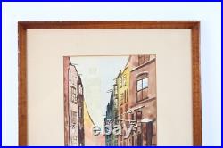 Vintage Vienna Seileransse Scene Watercolor Painting Signed Illegible