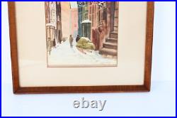 Vintage Vienna Seileransse Scene Watercolor Painting Signed Illegible