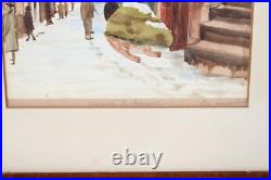 Vintage Vienna Seileransse Scene Watercolor Painting Signed Illegible