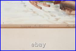 Vintage Vienna Seileransse Scene Watercolor Painting Signed Illegible