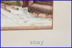 Vintage Vienna Seileransse Scene Watercolor Painting Signed Illegible