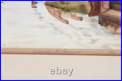 Vintage Vienna Seileransse Scene Watercolor Painting Signed Illegible