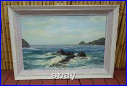 Vintage Virginia Lynn La Jolla California Seascape Ocean Oil Painting Cambria