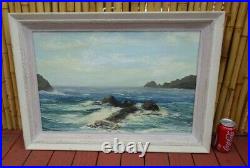 Vintage Virginia Lynn La Jolla California Seascape Ocean Oil Painting Cambria