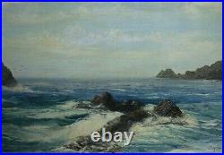 Vintage Virginia Lynn La Jolla California Seascape Ocean Oil Painting Cambria